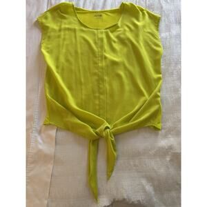 Apt. 9 Tie Front Shirt Top Lime Green Short Sleeve Women's Large Summer Flirty